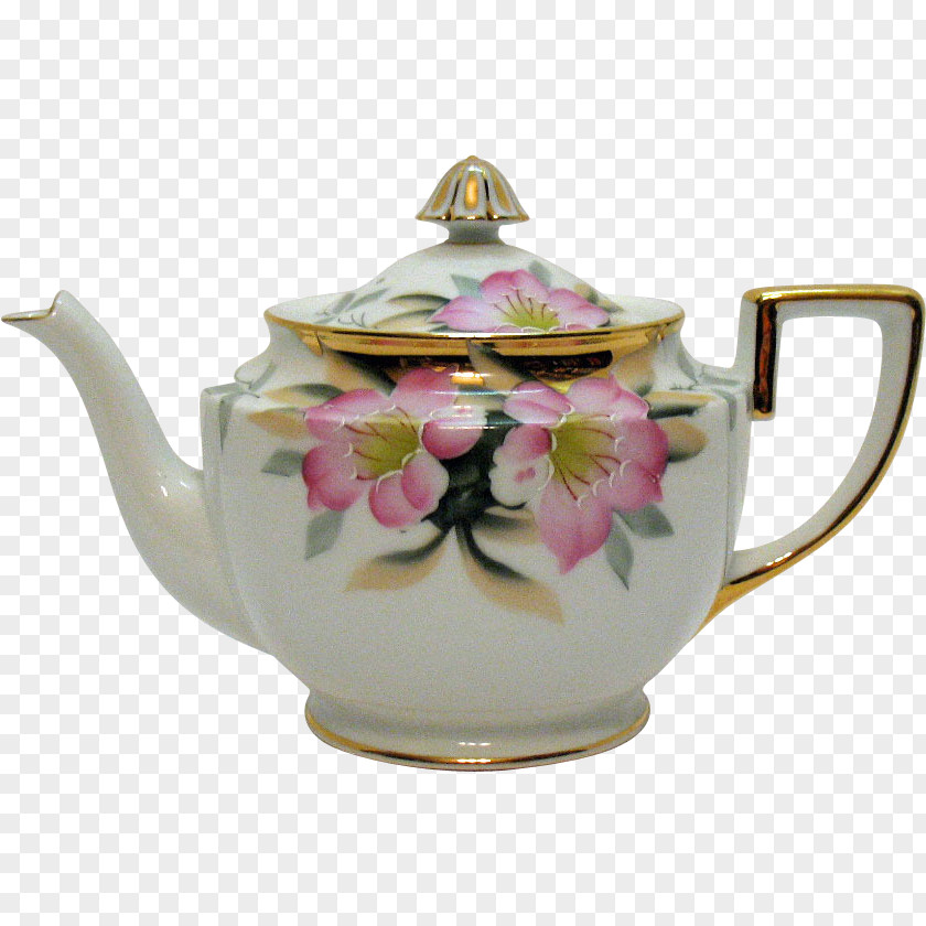 Hand Painted Teapot Porcelain Antique Tableware Kettle PNG