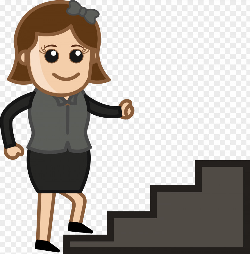 Stairs Cartoon Royalty-free Woman PNG