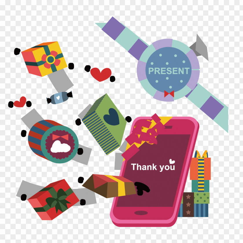 Phone And Gifts Gift Greeting Card PNG