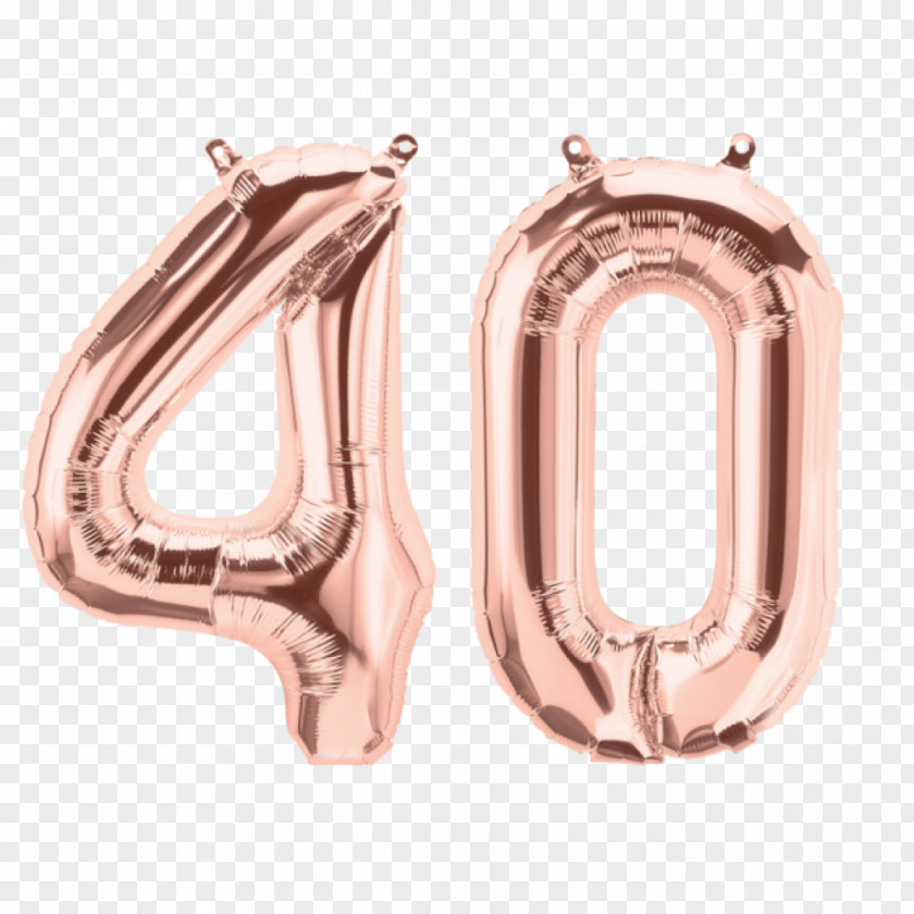 GOLD ROSE Mylar Balloon Gold Party Number PNG