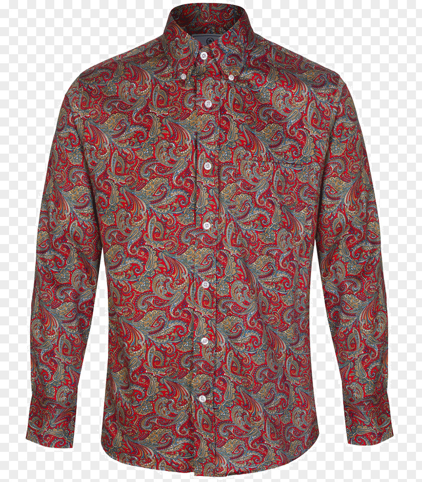 T-shirt Paisley Long-sleeved Blouse Maroon PNG