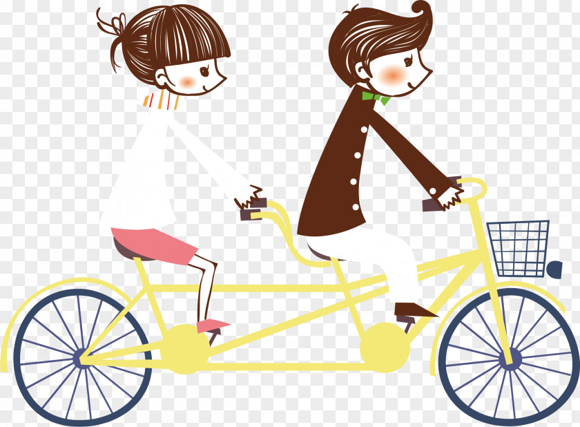 Vector Couple Riding A Bicycle PNG