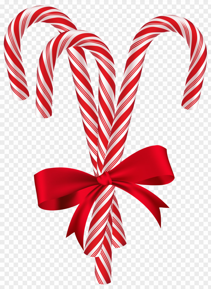 Candy Canes With Red Bow Clip Art Image Cane Christmas Card Santa Claus Tree PNG