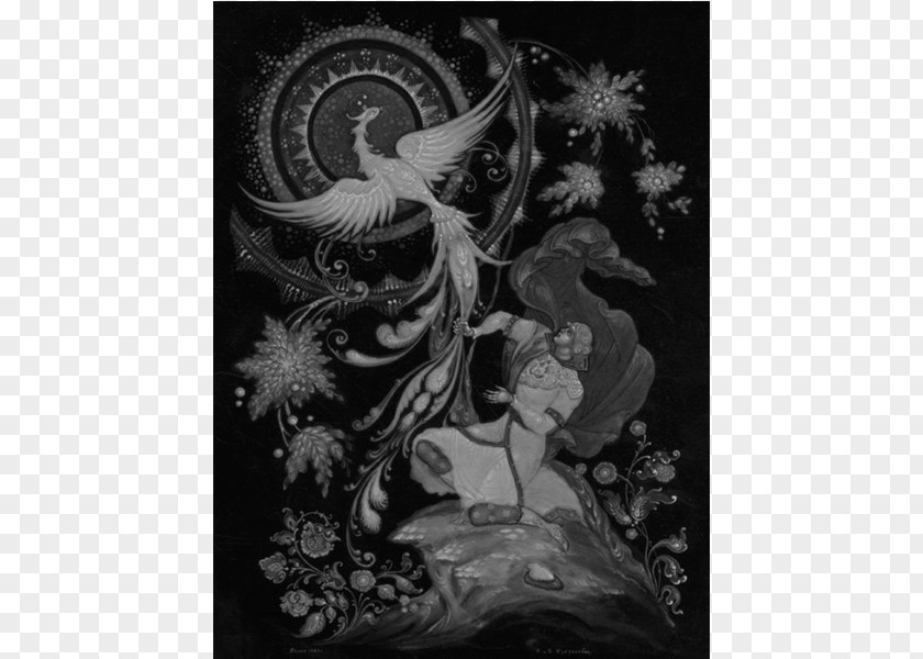 Painting Firebird Ivan Tsarevich Russian Fairy Tales Palekh PNG