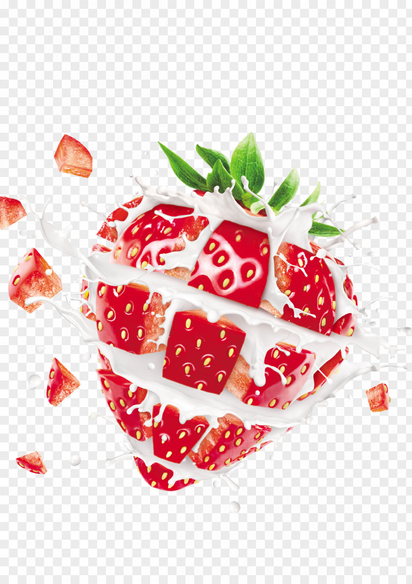 Strawberry Milk Ice Cream Milkshake Berry PNG