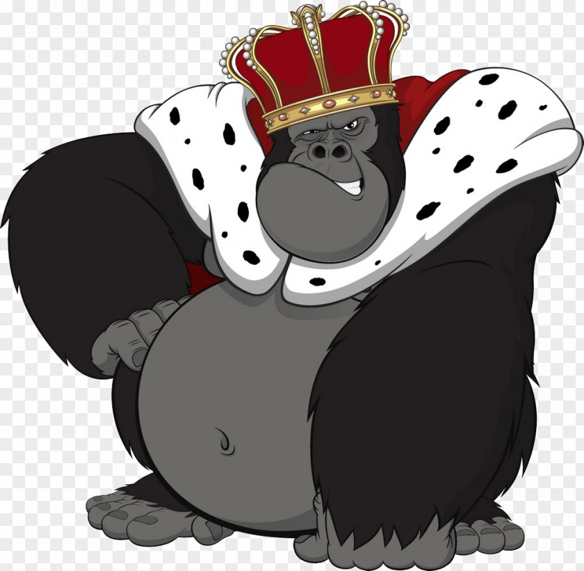Cartoon Gorilla King Image [ Primate Kong Ape Chimpanzee PNG