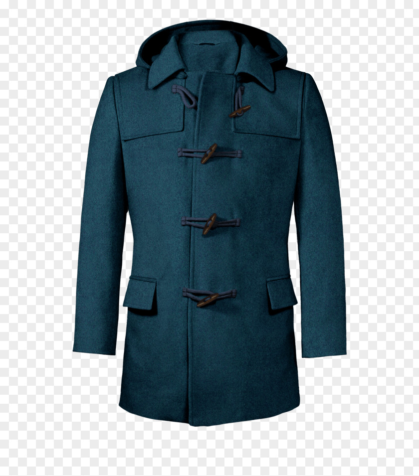 Blue Pea Coat Duffel Overcoat Hood PNG