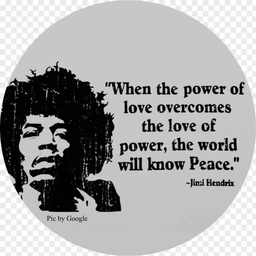 Quotation Jimi Hendrix When The Power Of Love Overcomes World Will Know Peace. PNG