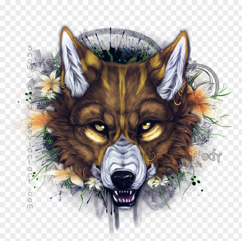 Wolf Vector Dog Drawing Maned Growling Red PNG