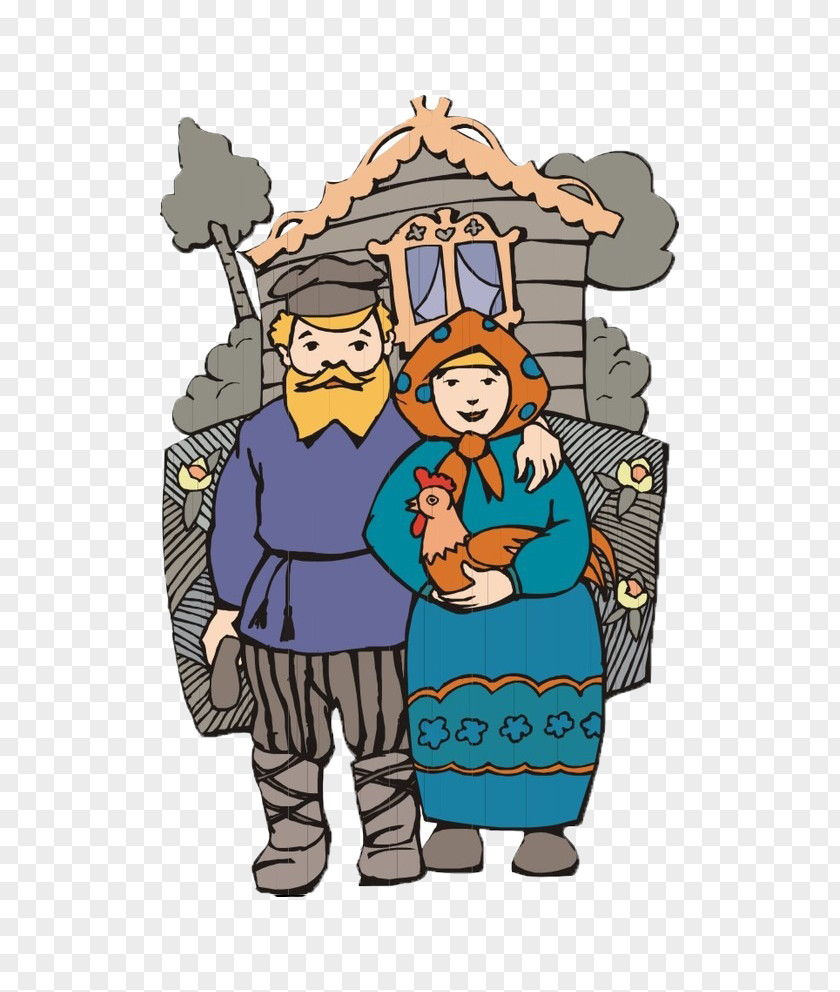 The Old Lady In Front Of Cabin Cartoon Grandparent Illustration PNG