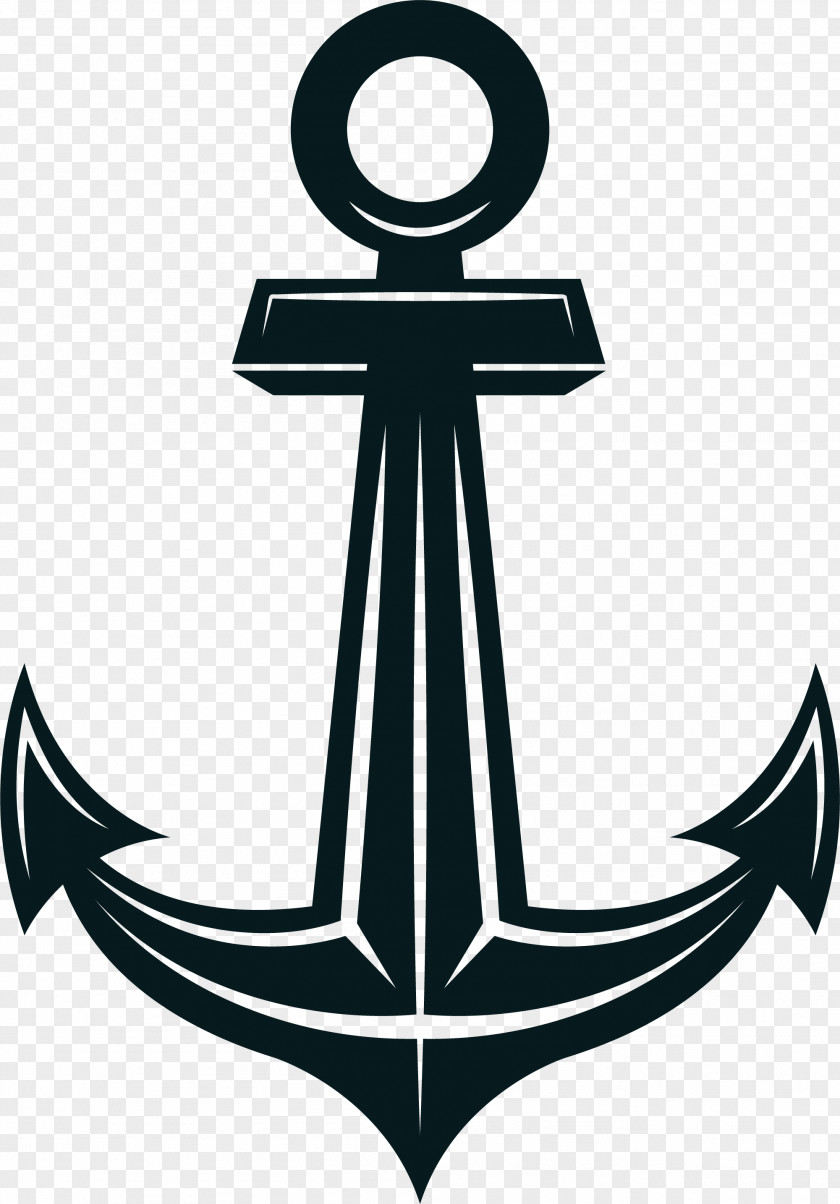 Hand Painted Black Anchor Circle Clip Art PNG