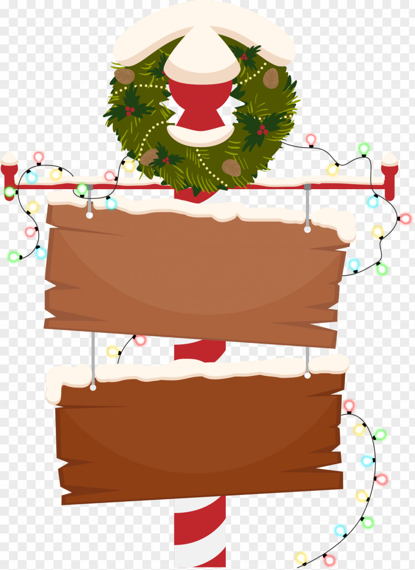 Christmas Cartoon Wooden Sign New Years Day Wish PNG