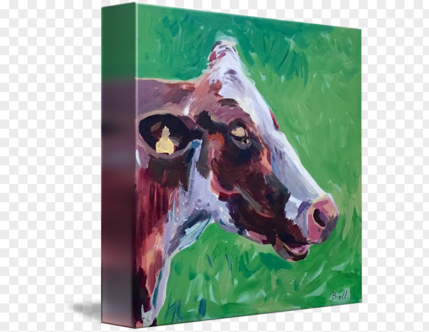 Cow Head Dairy Cattle Oil Painting Reproduction Art Watercolor PNG