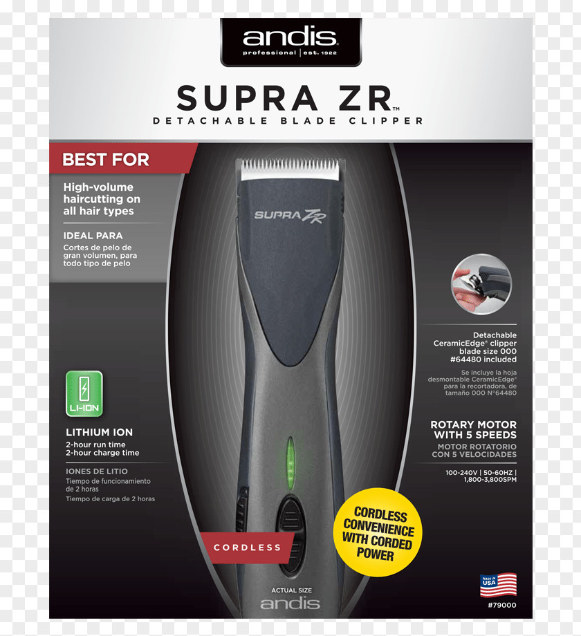 Hair Clipper Andis Supra ZR 79000 Master Adjustable Blade 120 Ion 68265 PNG