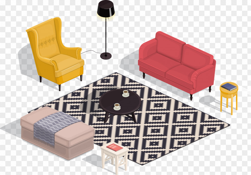 Living Room Sofa Renderings Isometric Projection Interior Design Services PNG