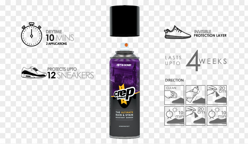 Crep Aerosol Spray Waterproofing Liquid Shoe Stain PNG