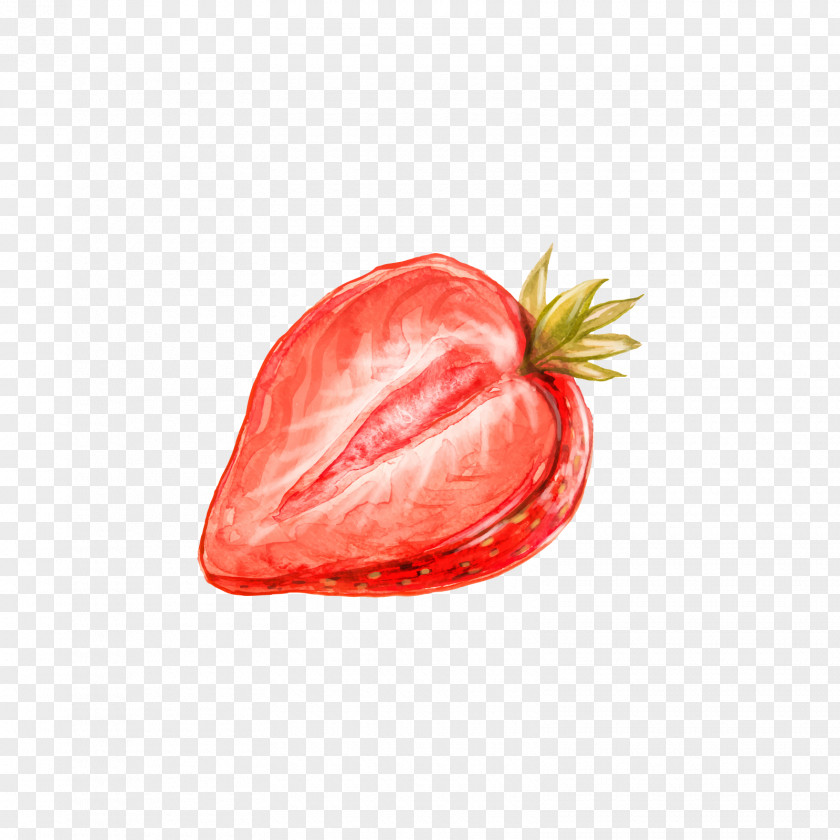 Split Strawberry Watercolor Painting Drawing PNG