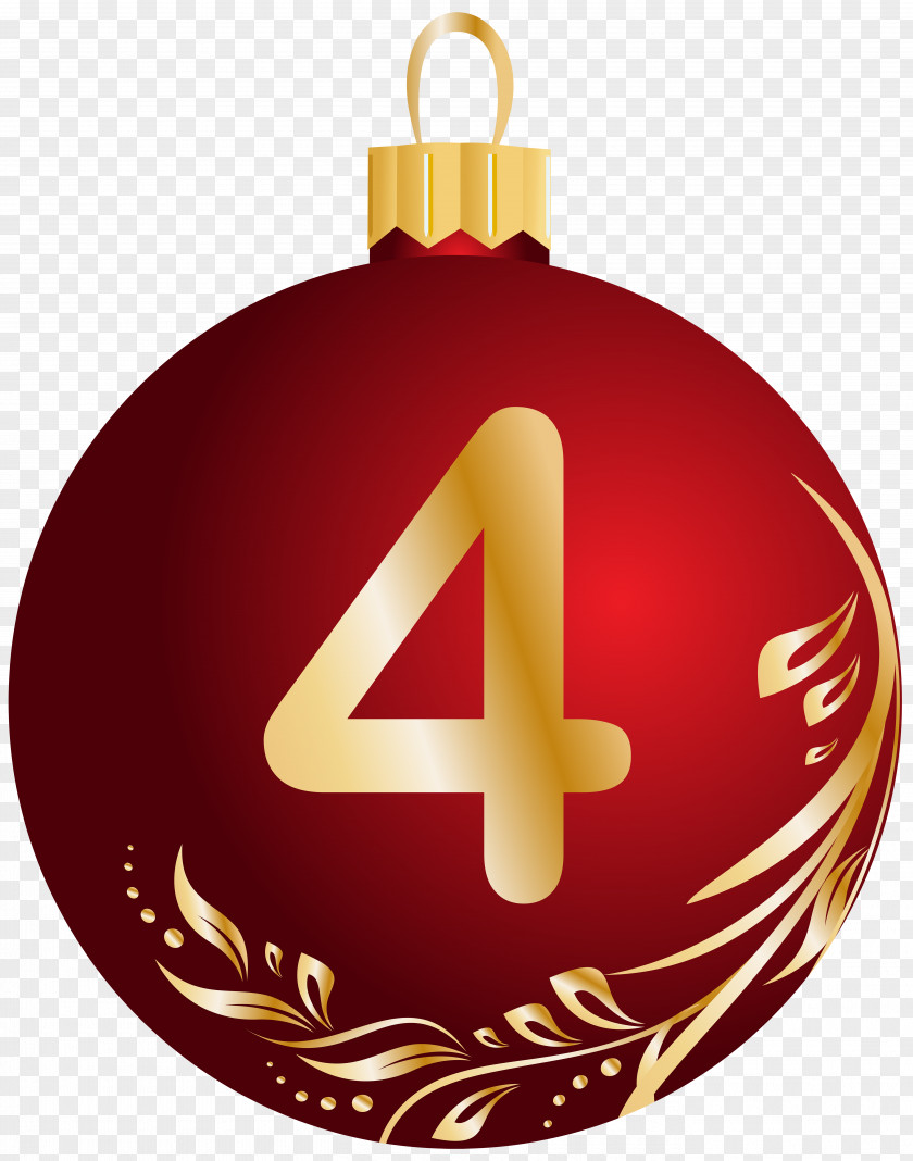 Christmas Ball Number Four Transparent Clip Art Image PNG
