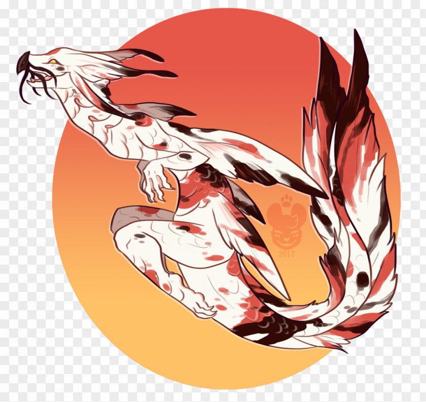 Dragon Butterfly Koi Design Illustration PNG