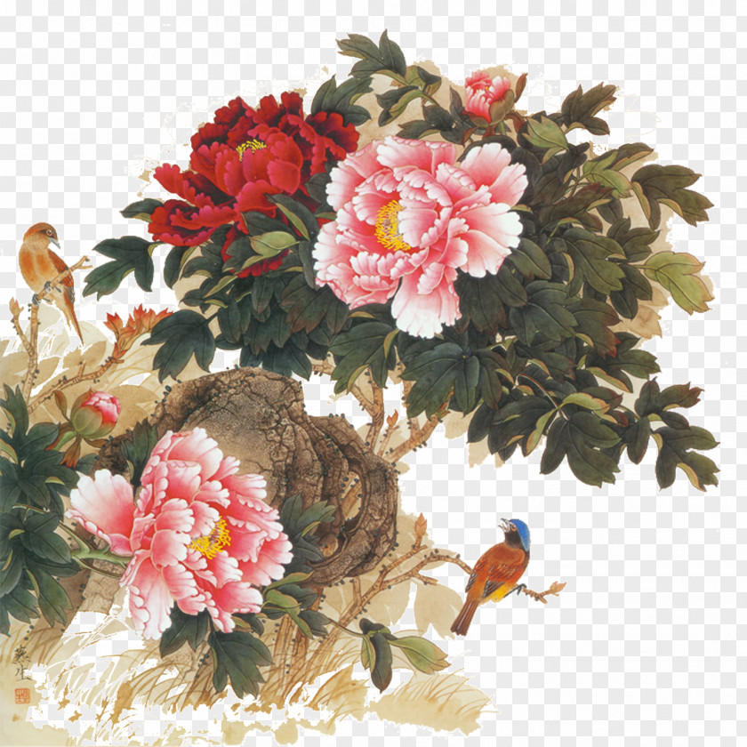Peony Chinese Painting Flower Japanese Art PNG