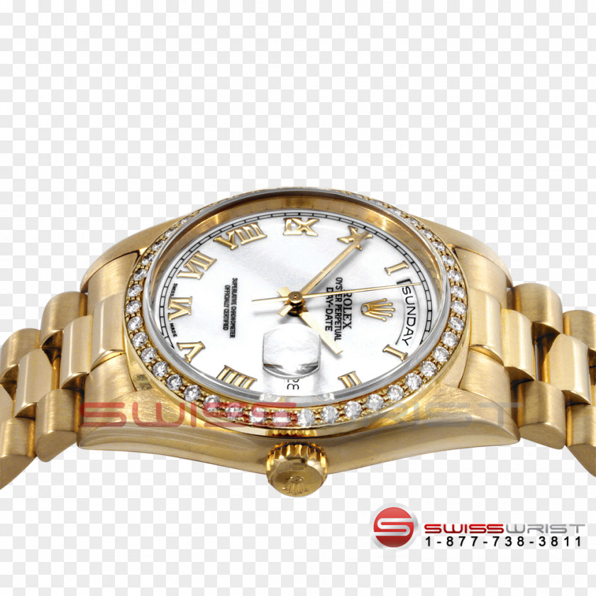 Gold Colored Rolex Day-Date Watch Strap PNG