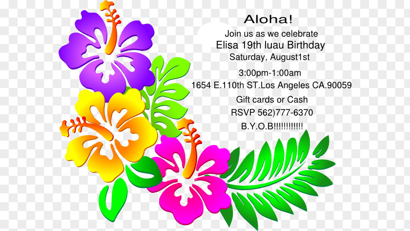 Tropical Invitation Hawaii Yellow Hibiscus Clip Art PNG