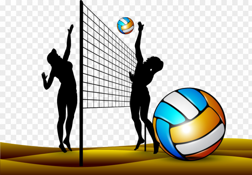 Vector Painted Playing Volleyball Beach Royalty-free Illustration PNG