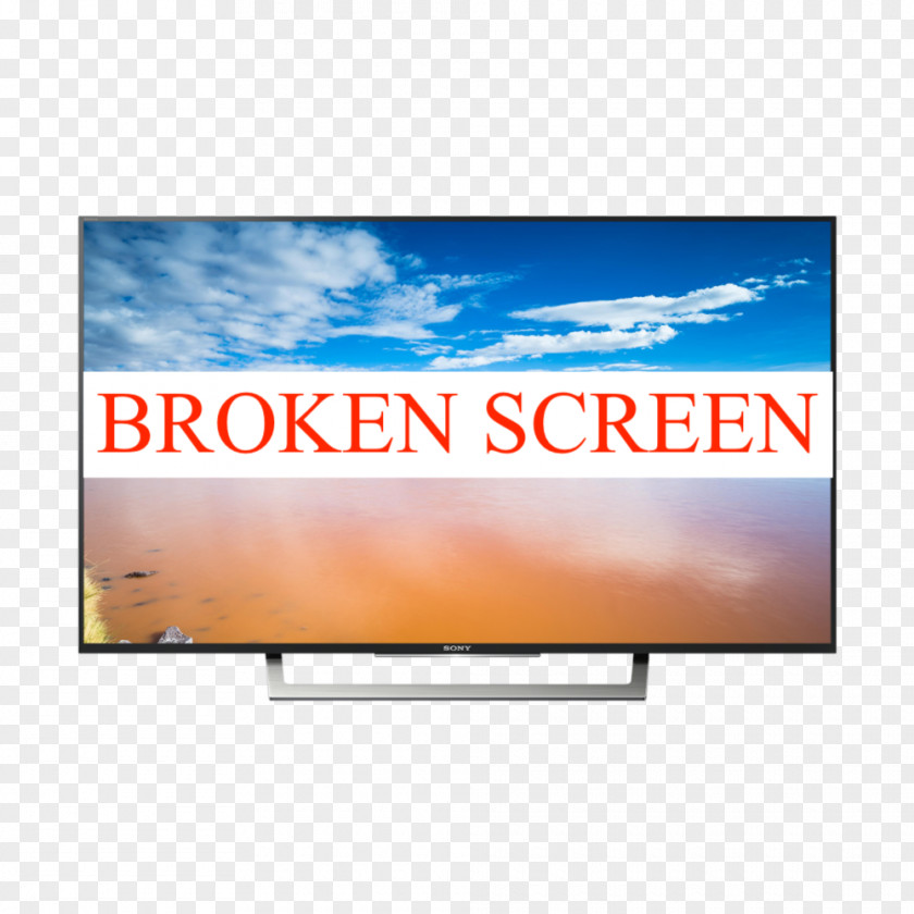 Cracked Screen Sony LED-backlit LCD Television Set Bravia 4K Resolution PNG