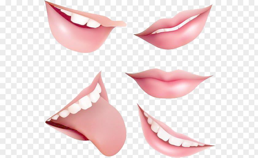 Textured Cartoon Pink Lips Element Mouth Lip Smile PNG