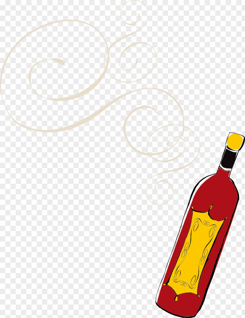 Hand-painted Red Wine Bottle Glass PNG