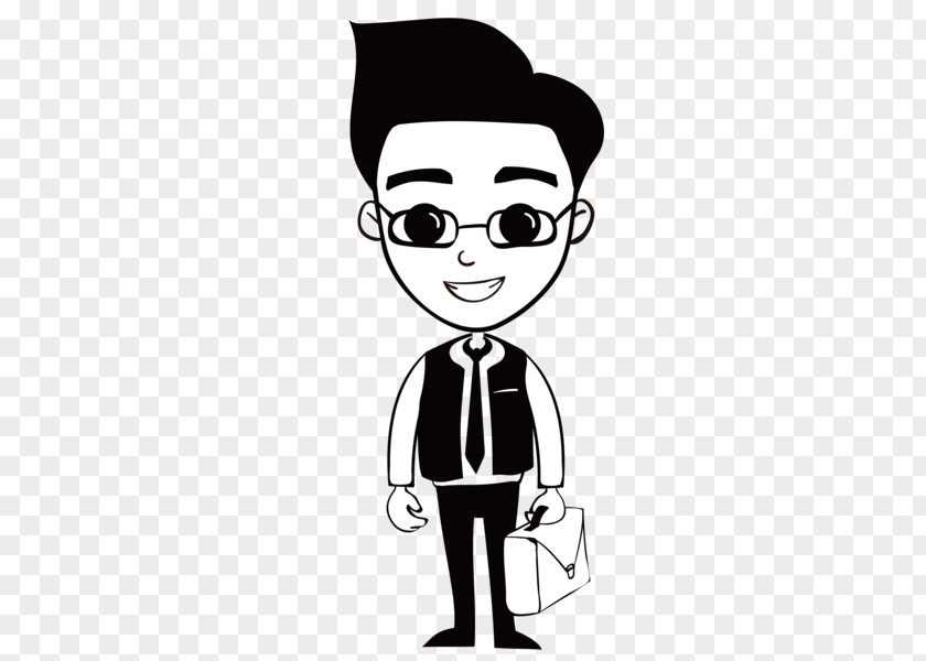 Business Man Wearing Glasses Drawing PNG