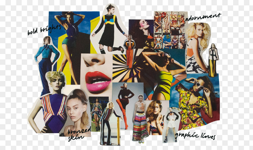 Dynamic Fashion Lines Mood Board Poster Collage PNG