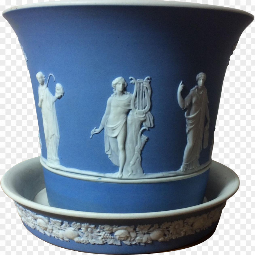 Pottery Ceramic Vase Cobalt Blue Saucer PNG