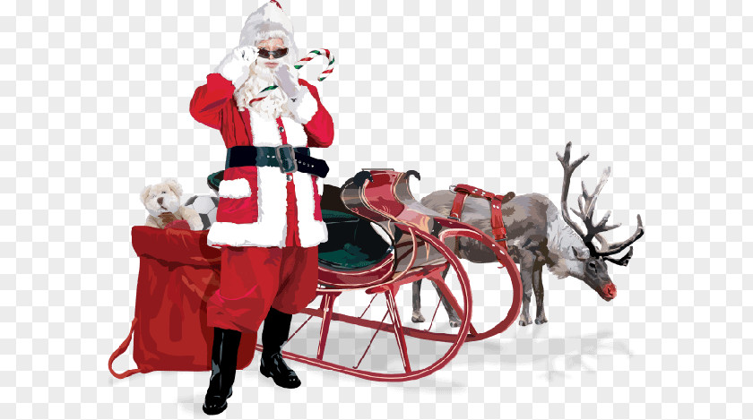Santa Claus's Reindeer Christmas Day Decoration PNG