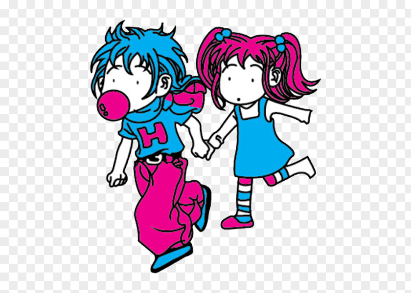 Cartoon Couple Runner Graphic Design Clip Art PNG