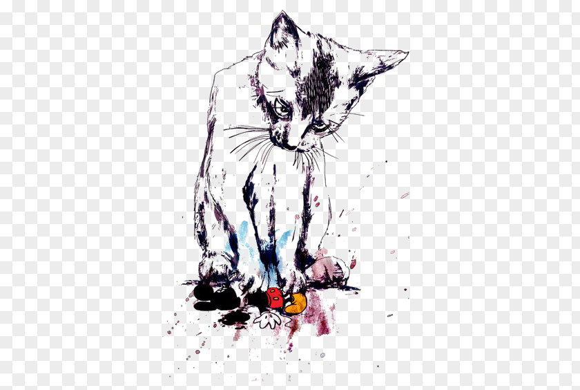 Painted Cat T-shirt Drawing PNG