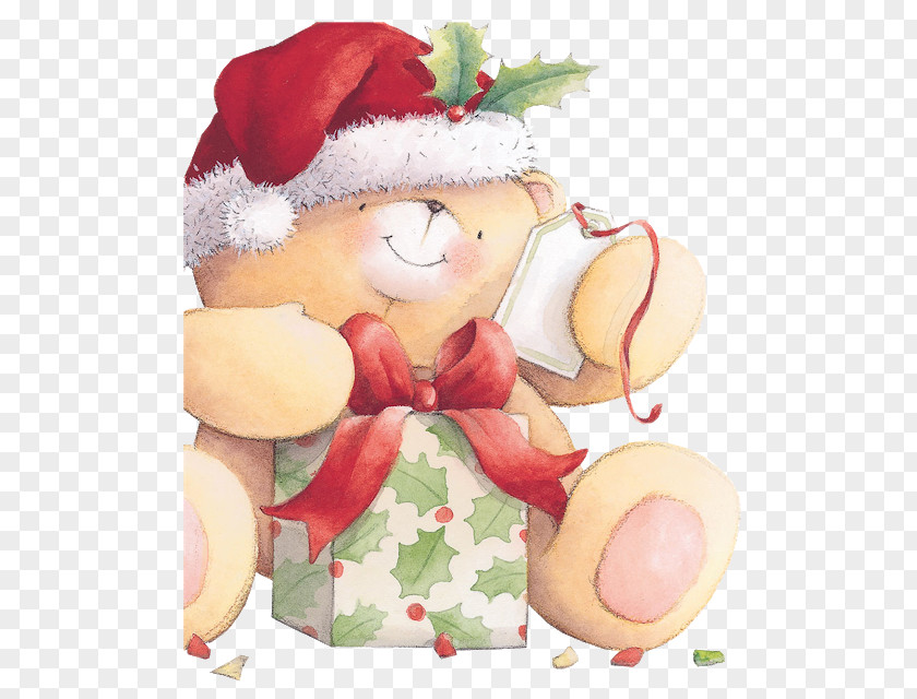 Bear Christmas Card Santa Claus Forever Friends PNG