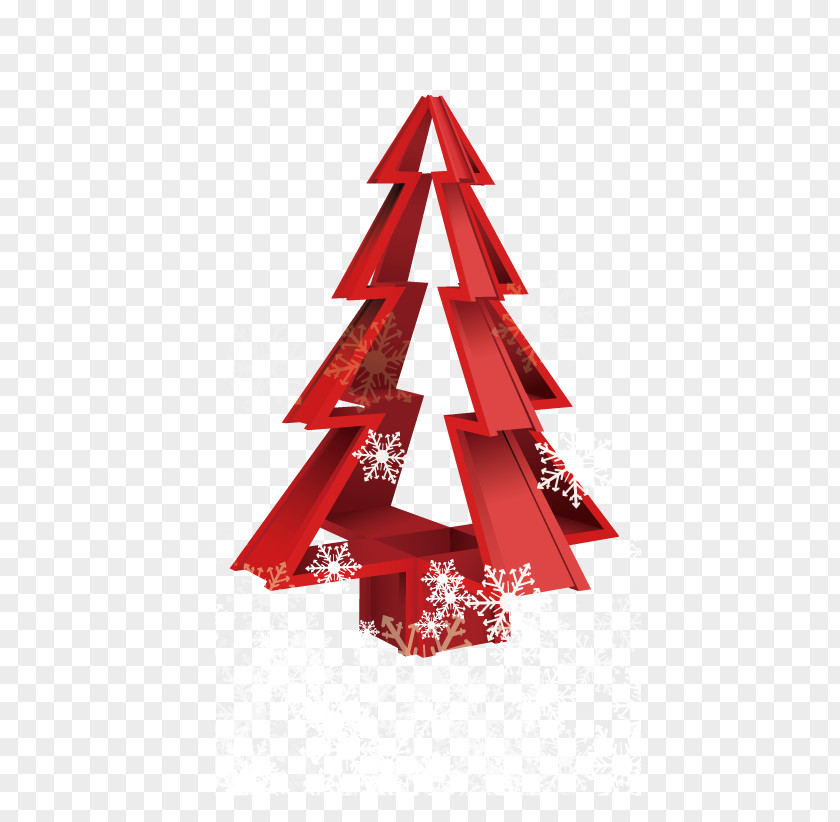 Three-dimensional Christmas Tree Snowflake Ornament PNG