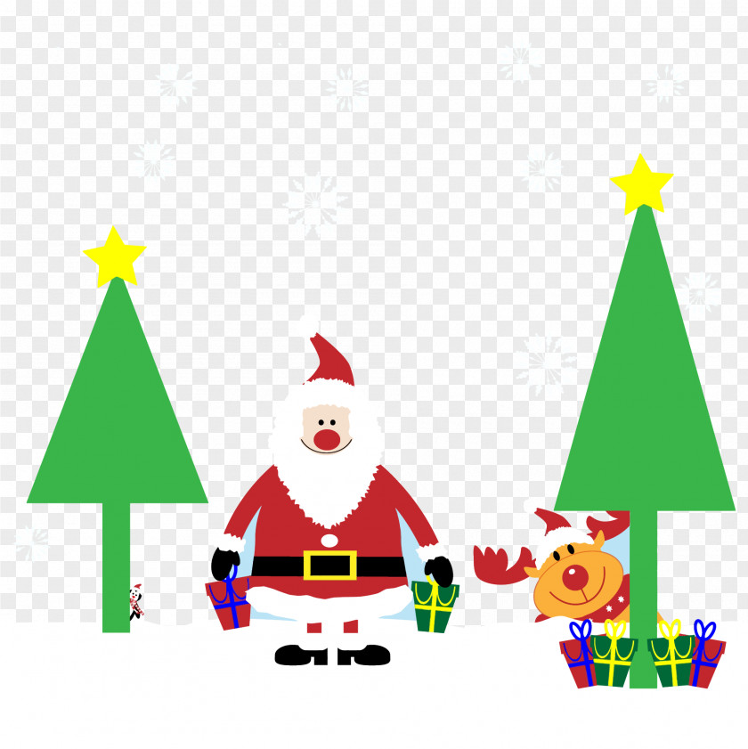 Vector Santa Claus Reindeer Christmas Card Gift PNG
