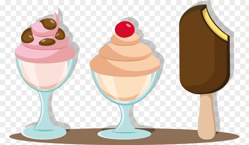 Vector Pink Ice Cream Cone Sundae Clip Art PNG