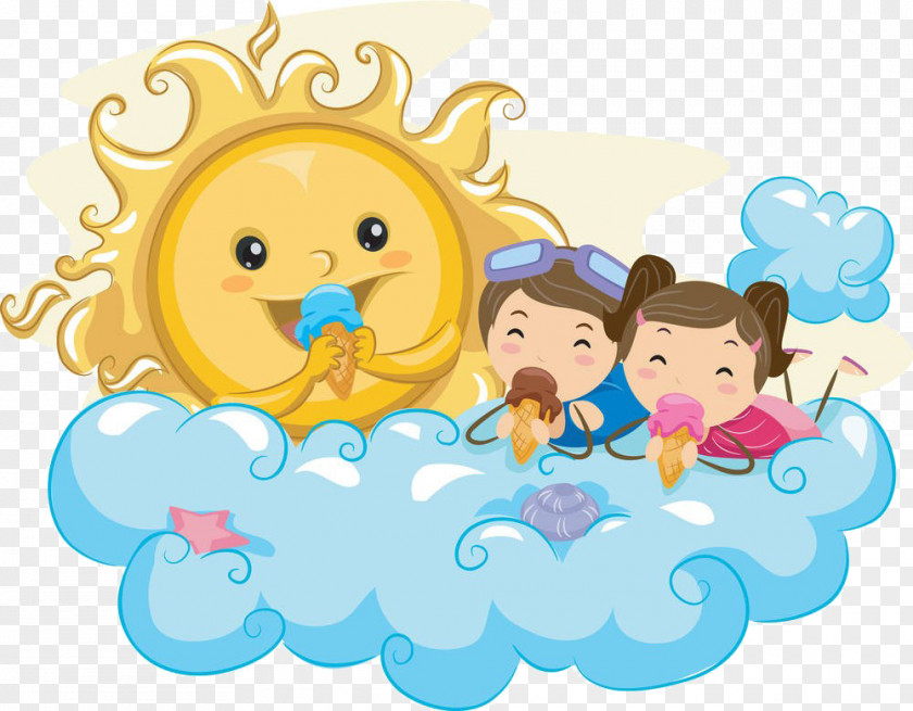 Eat Ice Cream With The Sun Father Cone Eating Clip Art PNG