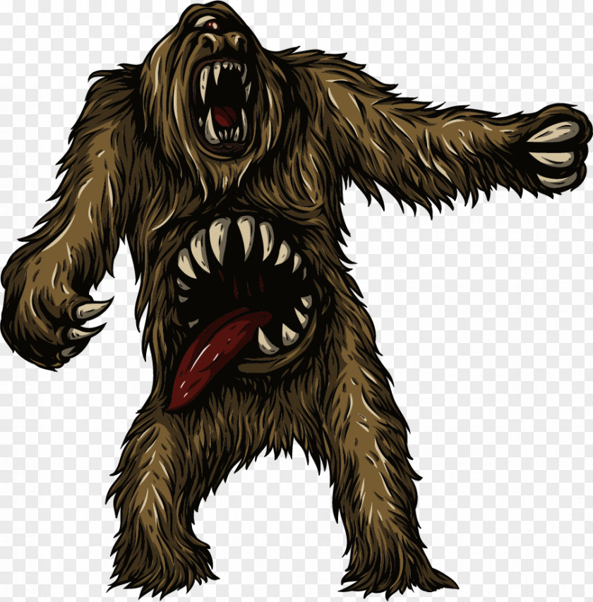 Vector Painted Weird Gorilla Cartoon Monster Illustration PNG