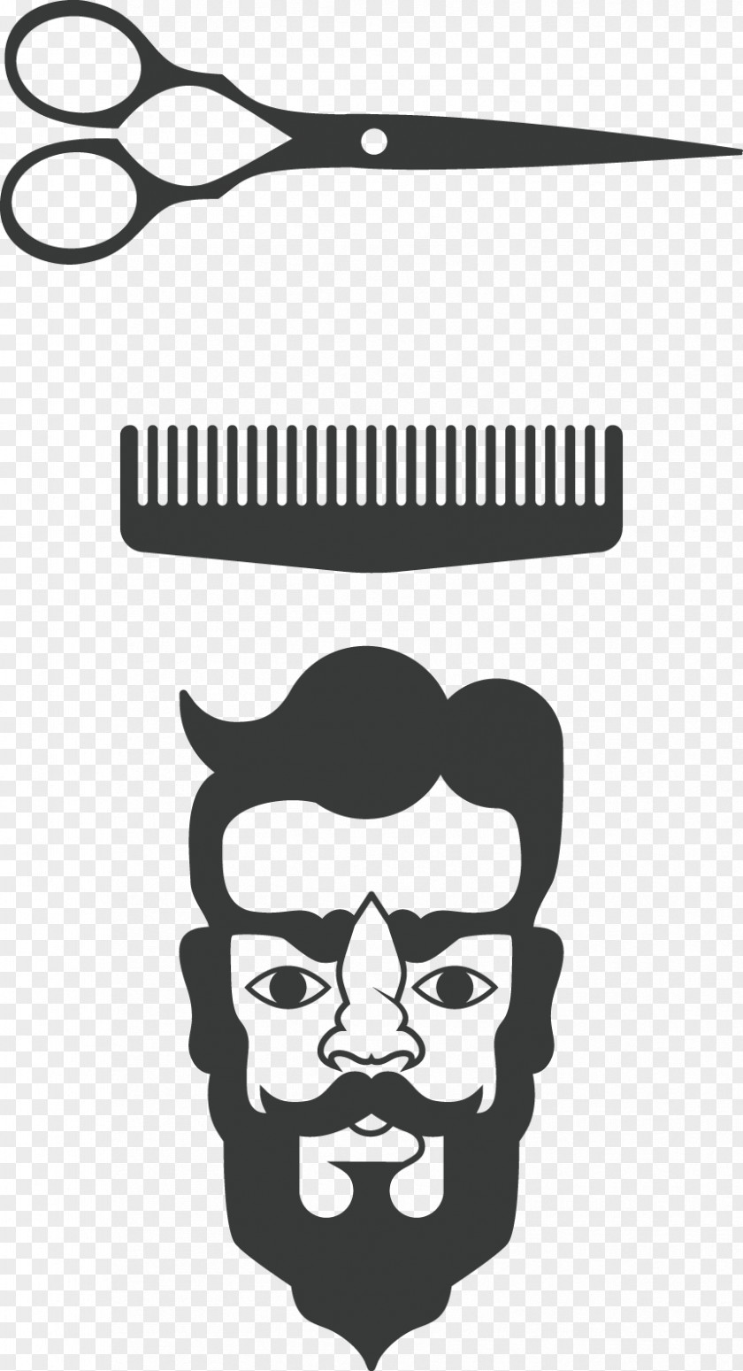 Barber Scissors And Comb Head Man PNG