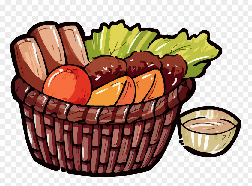 Fruits And Vegetables Basket Hong Kong Cuisine Cartoon Gastronomy PNG