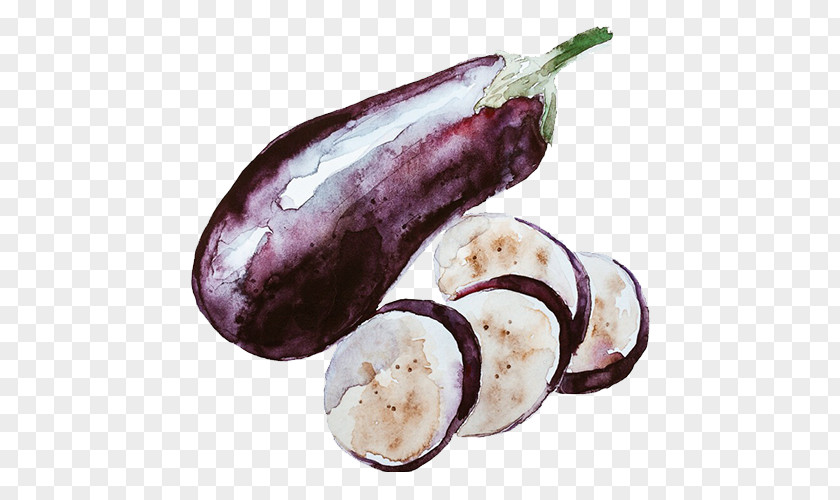 Hand-painted Purple Eggplant Vegetable PNG