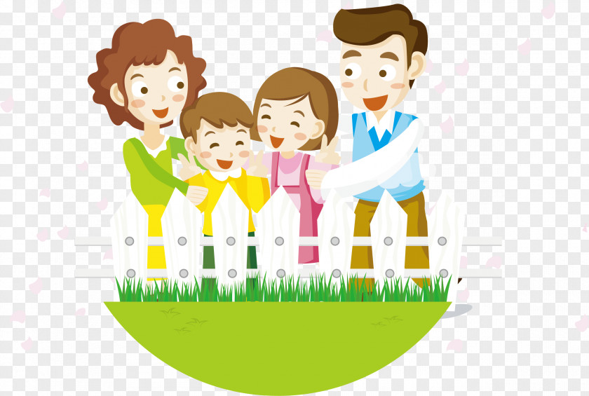 Children 's Family Grass Cartoon Poster Promotional Material Illustration PNG