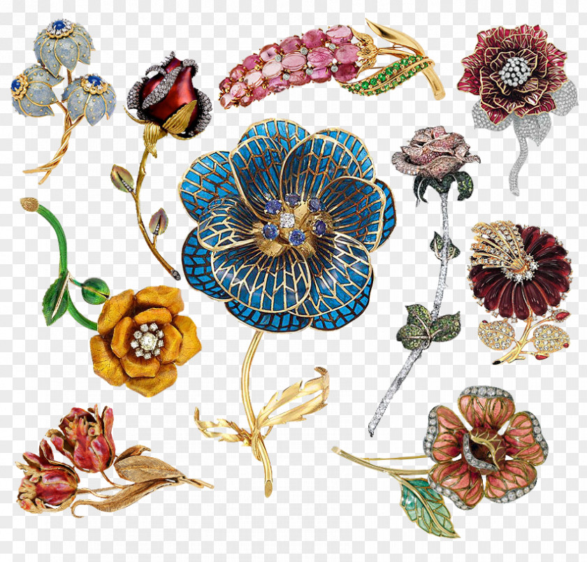 Flowers And Jewelry Jewellery Flower Diamond Gold PNG