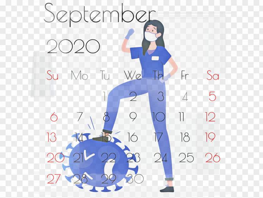 September 2020 Printable Calendar PNG