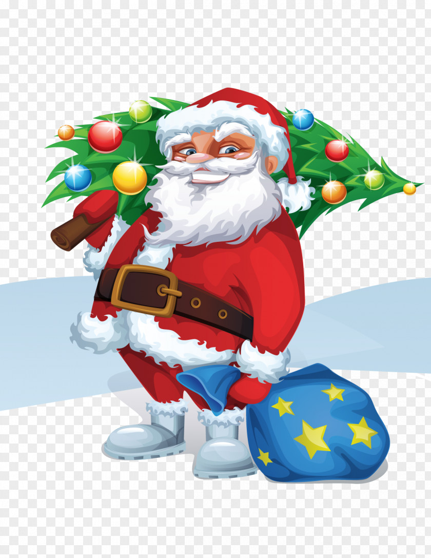 Santa Claus And Christmas Tree Vector Euclidean PNG
