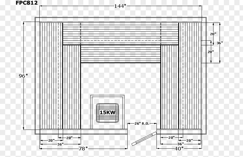 Sauna Room Furniture Design Technical Drawing PNG